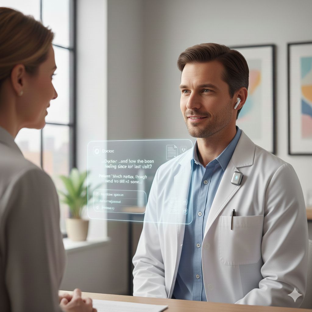 Clinician wearing the MRIA device during consultation